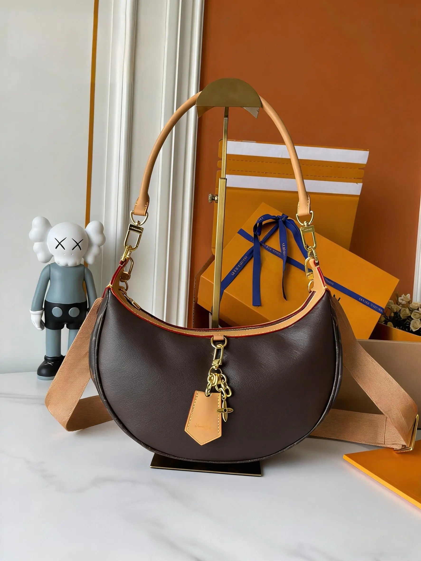 

Brown Monogram Hobo Shoulder Bag with Dual Straps, Crossbody Purse, Luxury Designer Inspired Women's Handbag Luxury Bag.