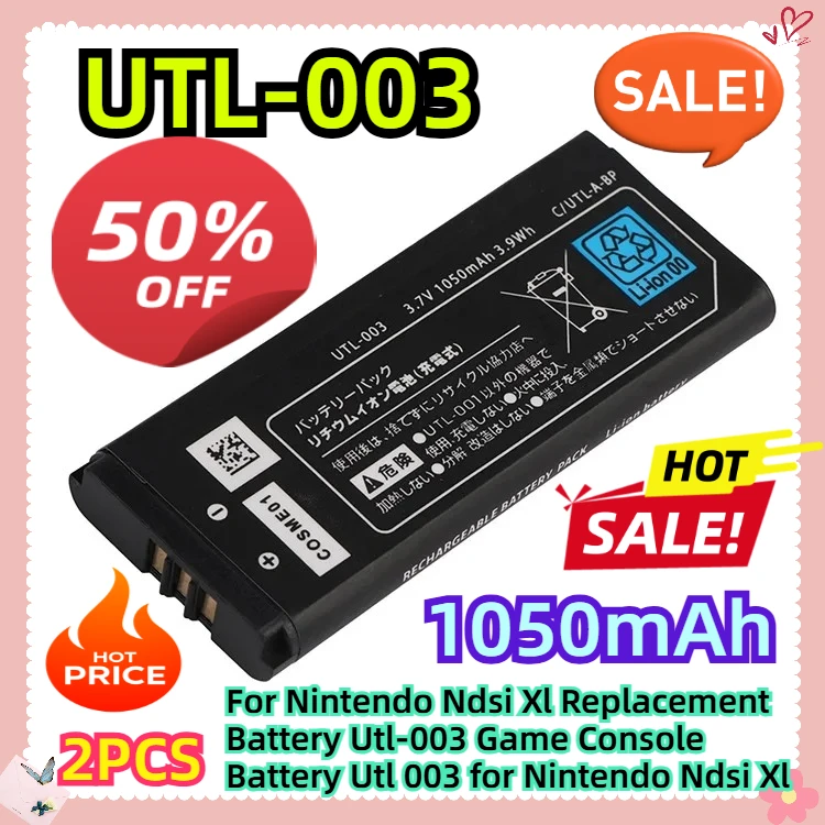 

3.7V 1050mAh 2pcs For Nintendo Ndsi Xl Replacement Battery Utl-003 Game Console Battery Utl 003 for Nintendo Ndsi Xl