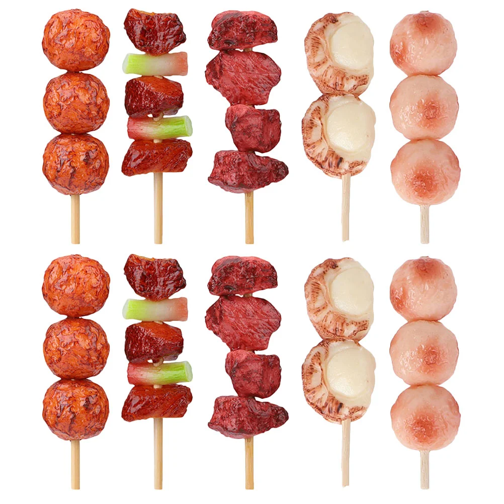 

10 Pcs Simulation Barbecue Skewers Children's Playing Models Kids Toys Fake Food Pvc Roast Cooking Playset Educational