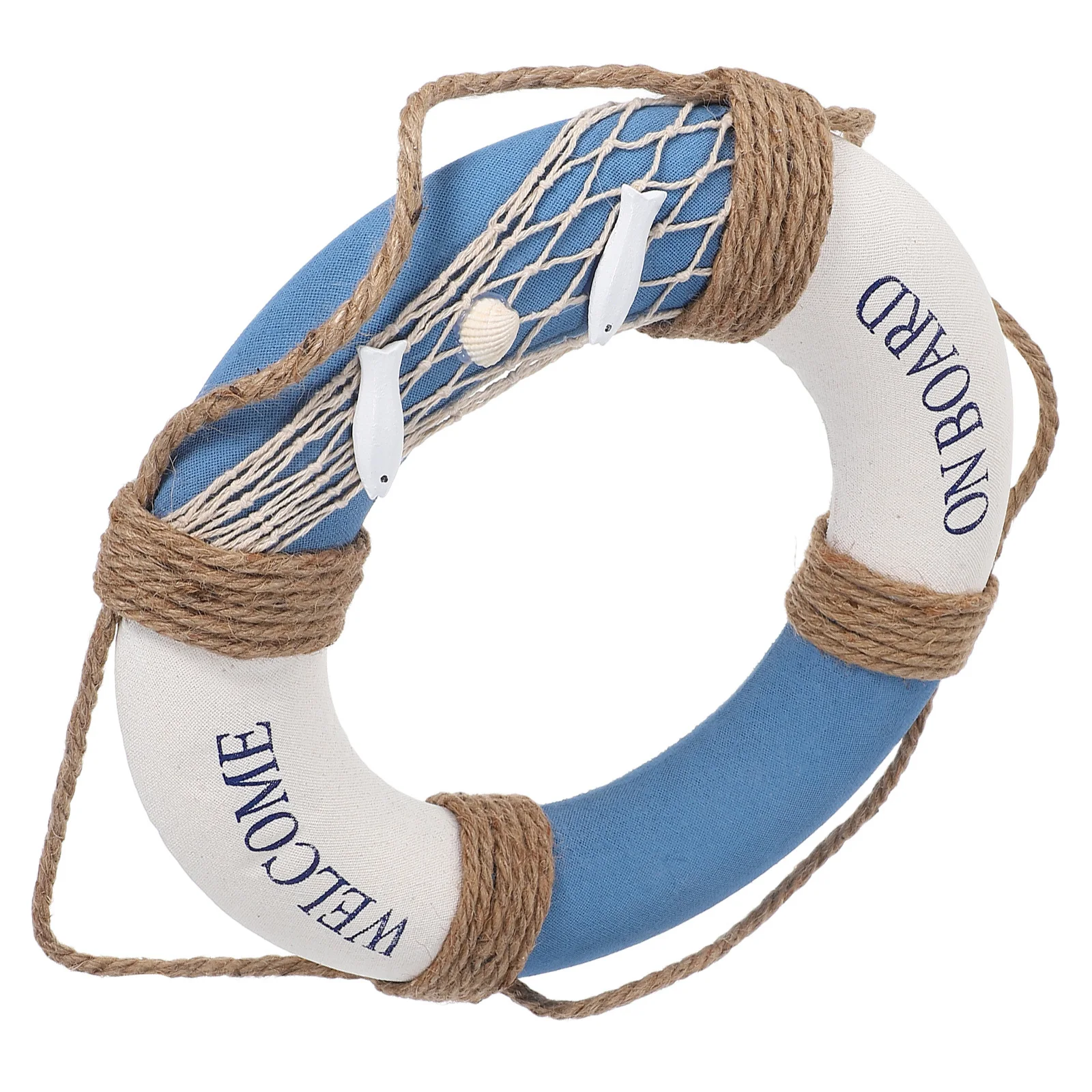 

1Pcs Hanging Lifebuoy Decoration 30Cm Blue Fish Mediterranean Style Door Sign for Cafe Restaurant Bar Wall Hanging Decoration