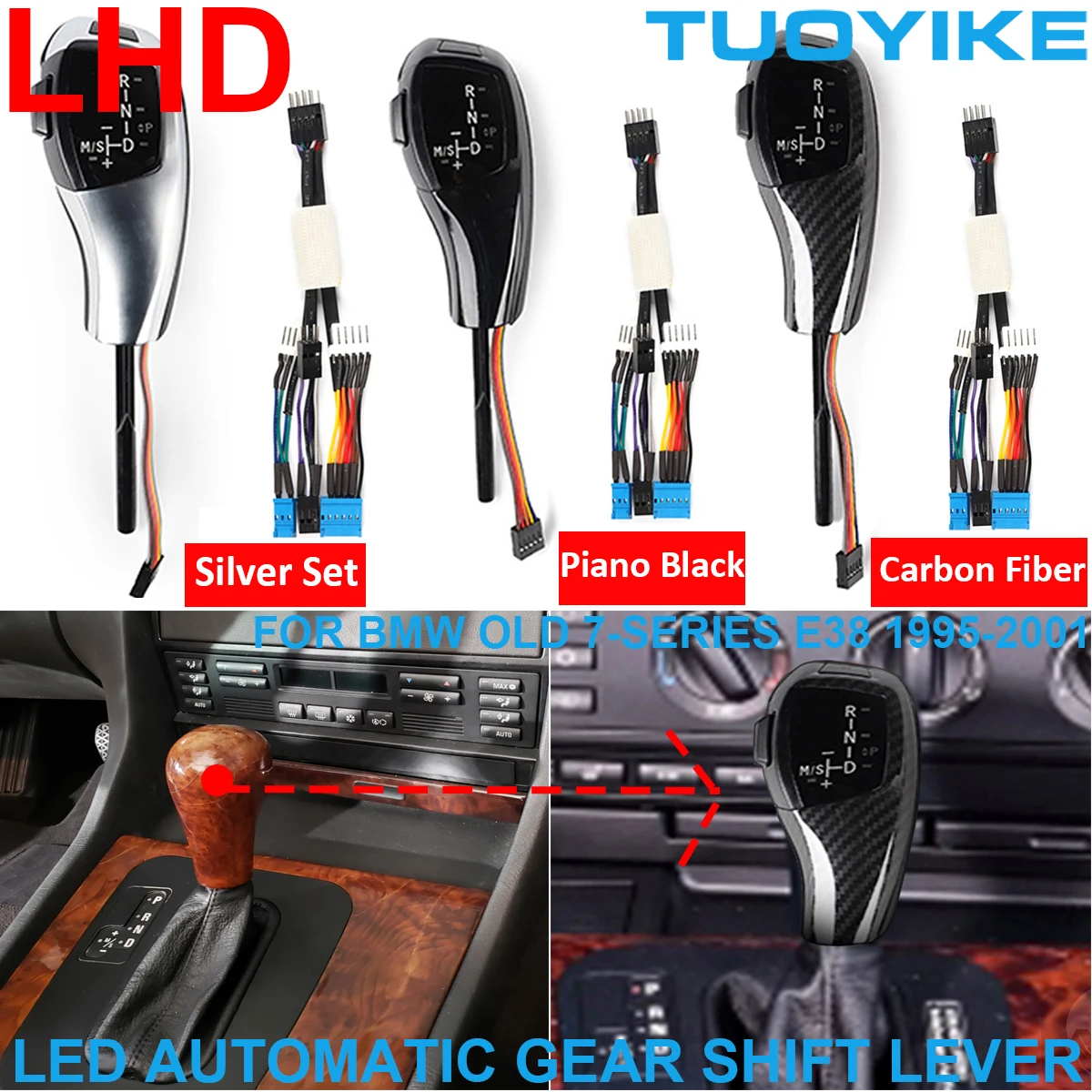 

LHD LED Automatic Gear Shift Knob Lever For BMW 1 3 5 7-Series E38 E81 E87 E82 E88 E90 E91 E92 E93 E89 E46 E60 X3 E83 Z4 E85 X5