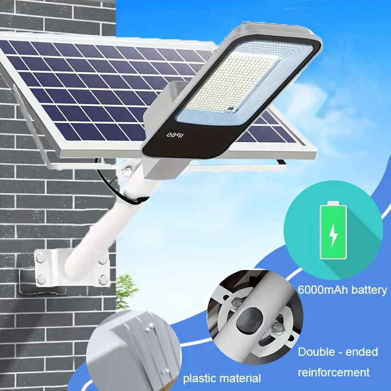 Luz Solar potente de 200W, farola Solar para exteriores, 6000mah, impermeable, automática, de atardecer al amanecer, farola para garaje y jardín