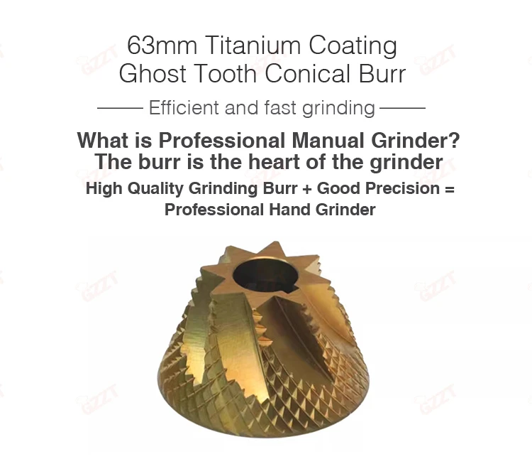 GZZT Z63 Manual Coffee Grinder 8-Core 63mm Conical Burr Grinder SOE Bean Miller Espresso with Hand Crank Grinding Machine