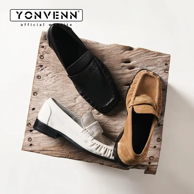 

New Three Color Square Head Rose Carving Pattern Loafers Men's Commuting Versatile Head Layer Cowhide Formal Dress Leather Shoes