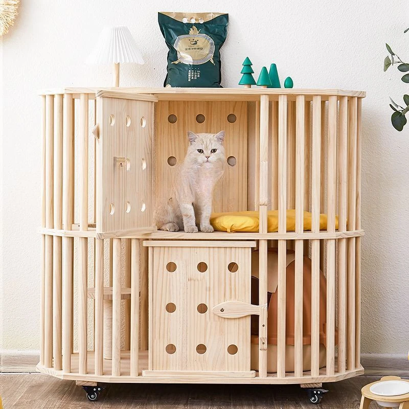 

climbing frame cage solid wood integrated indoor home super large free space villa cat cattery