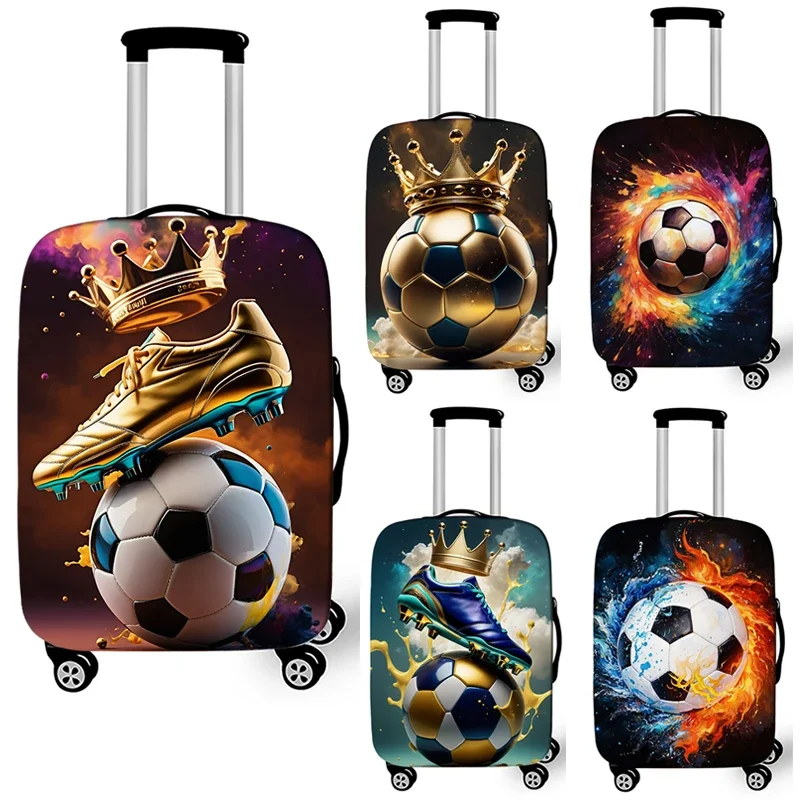 Cool Football Soccer Ball with Crown Luggage Cover for Travel Elastic Trolley Case Covers Anti-dust Suitcase Protective Cover