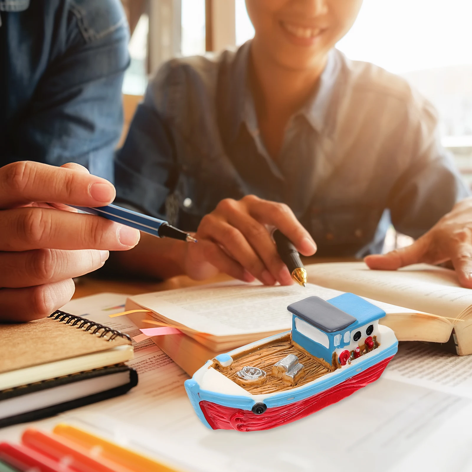 

Mediterranean Style Resin Boat Miniature Diy Micro Landscape Decor For Desk Cabinet Home Office Ocean Theme Ornament