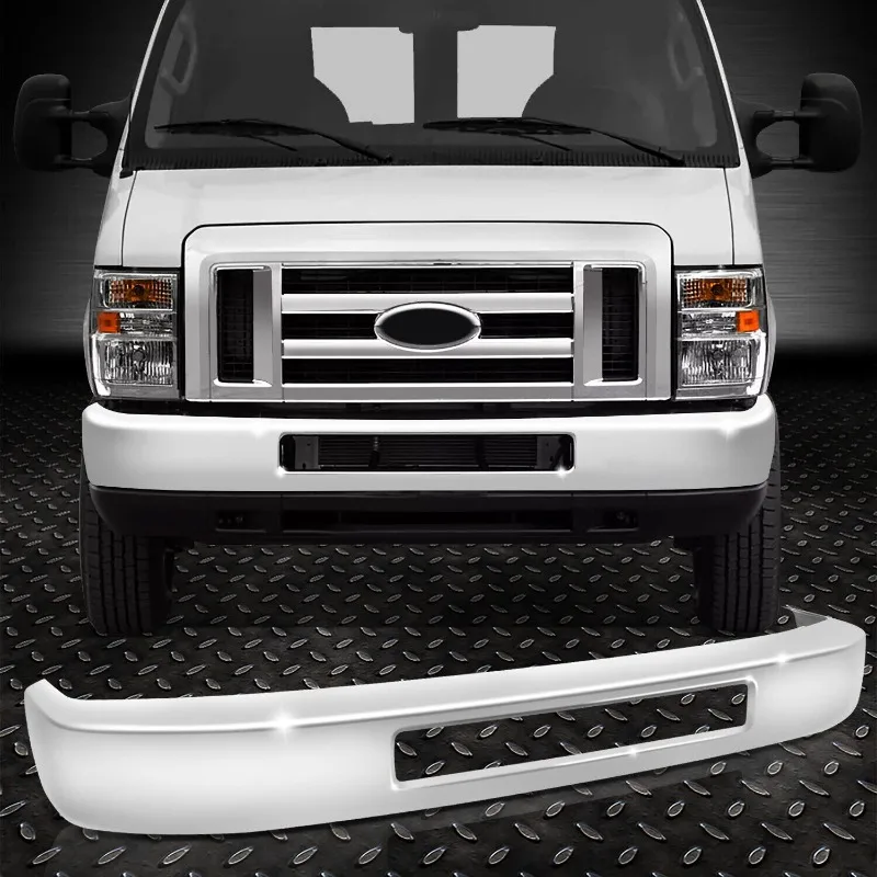 

US For 08-19 E150 E250 E350 E450 SD Polished Chrome Steel Front Bumper Face Bar