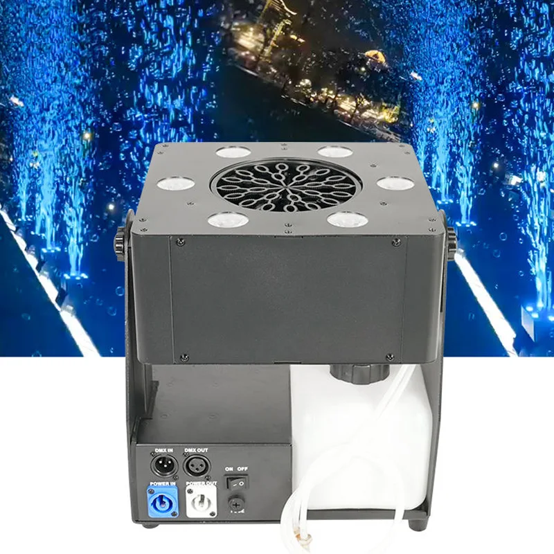 90W 6-Head RGBW LED Moving Head Bubble Machine DMX512 Stage Fogger with Remote Control for Nightclub Concert Wedding