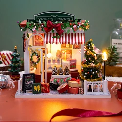 New Christmas Dollhouse Furniture Book Nook Miniature Building Kit Accessories DIY Hut cabin Houses  Doll House Creative Puzzle