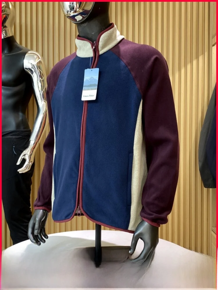 

Couple's Fleece Jacket Color Block Warmth Retention Asymmetrical Zipper Men's Casual Outerwear Standard Fit Spring Autumn