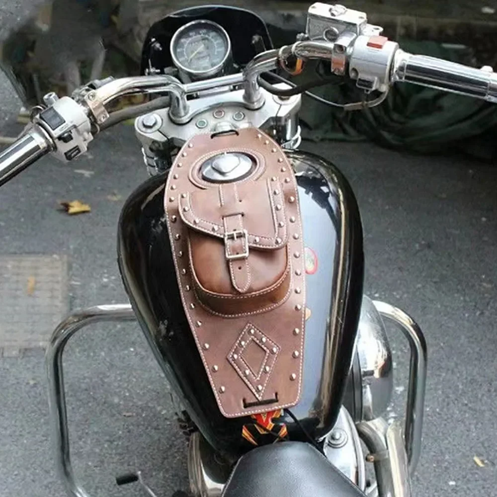 Motorcycle PU Leather Oil Fuel Tank Cover Panel Bag For Harley Sportster XL 883 1200 Honda Suzuki Kawasaki Touring