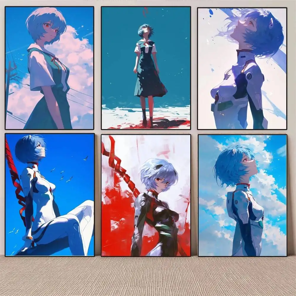 1PC Ayanami Rei E-EVA Ayanami Rei Anime poster Self-adhesive Art Waterproof Paper Sticker Coffee House Bar Room Wall Decor