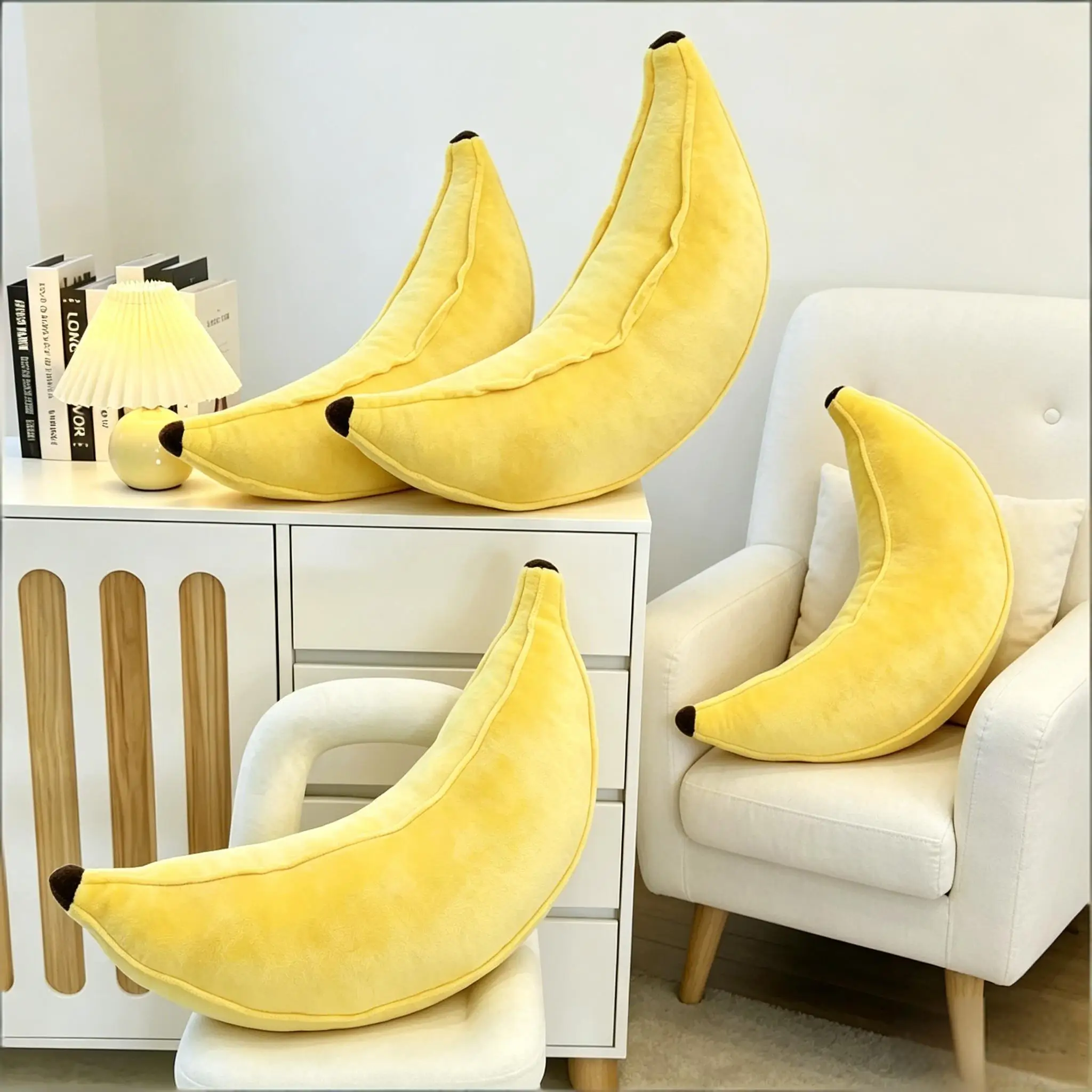 

60/80cm Realistic Banana Plush Toy Fruit Stuffed Doll Long Pillow Bedroom Living Room Home Art Decor Ornament Gift Kids Boy Girl