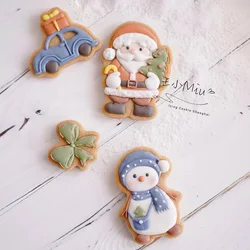 Christmas Biscuit Mold Bowknot Car Santa Claus Snowman Shape Cookie Cutter Stamp Xmas New Year Party Decor Baking Tools Bakeware