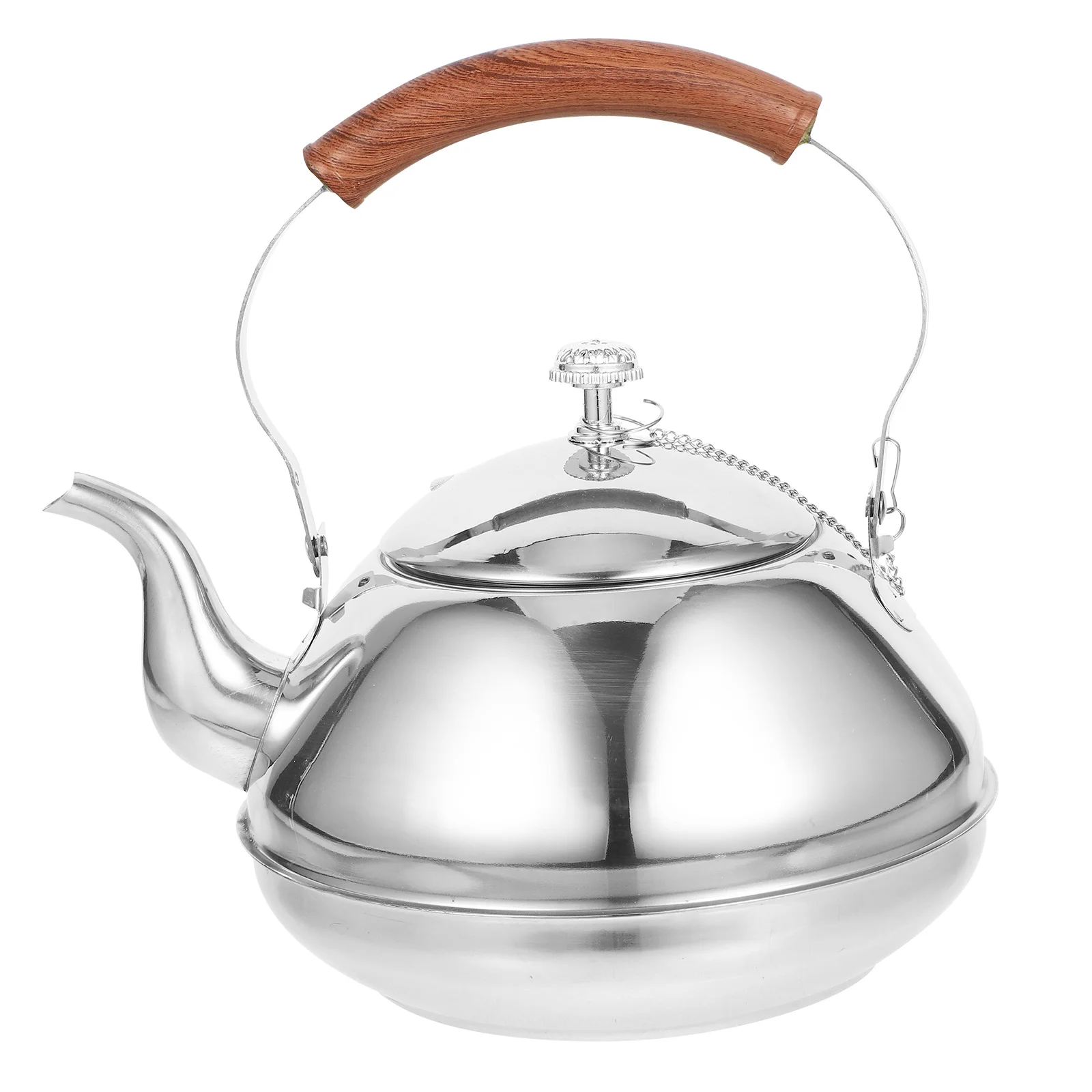 

Stainless Steel With Strainer Large Capacity Tea Kettle For Home Elegant Metal Water Pot Kitchen Decor Wood Pattern