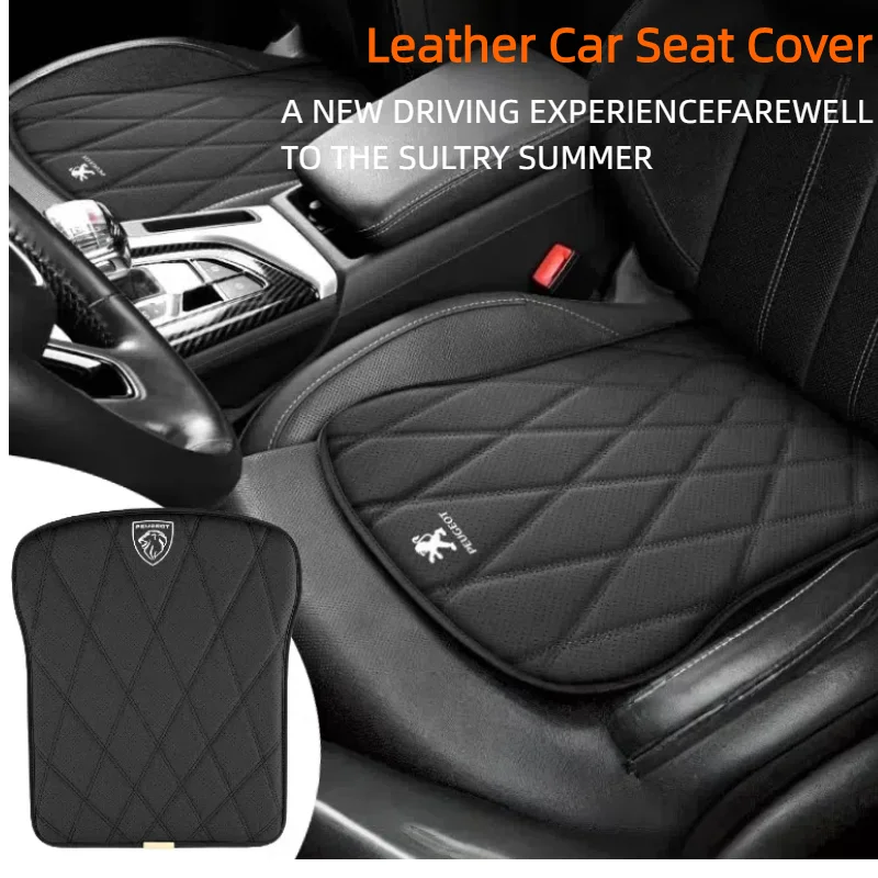 Cojín de cuero para asiento de coche, funda protectora para asiento delantero, accesorios interiores para Peugeot 407 508 2008 5008 307 308 3008 206 207 208