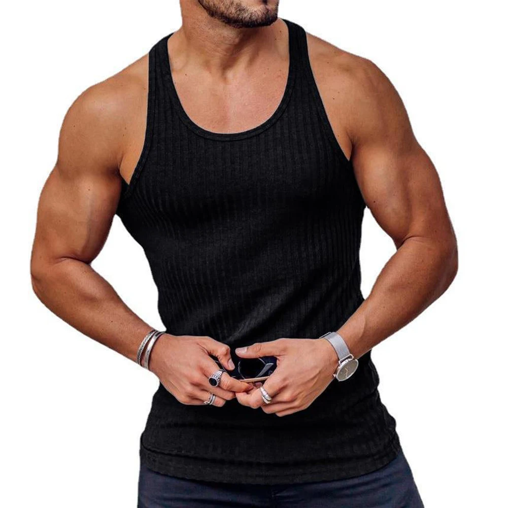 Mens Tops Mens Vest Large Leisure Outdoor Regular Sleeveless Solid Color Casual U-Neck Comfortable Comfortable