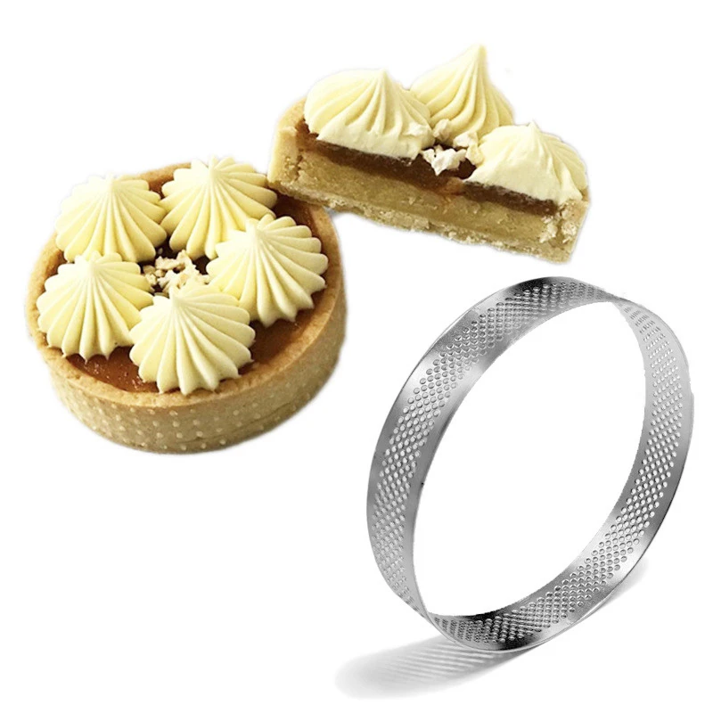 A98U 20cm Round Stainless Steel Cake Hole Molds Mousse Cake Tart Ring Pizza Dessert DIY Decor Mould Kitchen Baking Tool