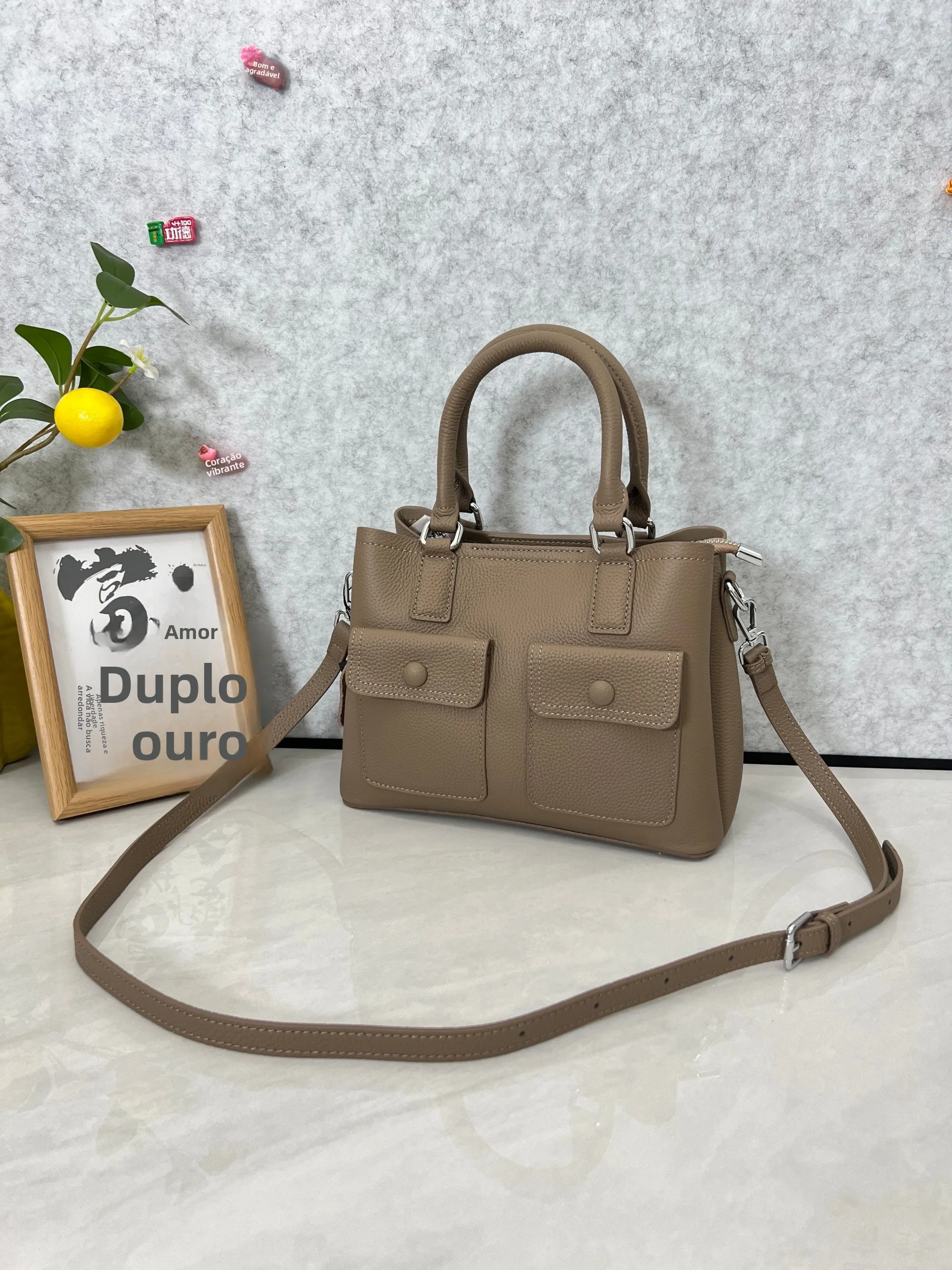 elegant-top-layer-cowhide-leather-multi-pocket-handbag-women's-luxury-commuter-tote-bag-high-end-genuine-leather-shoulder-bag