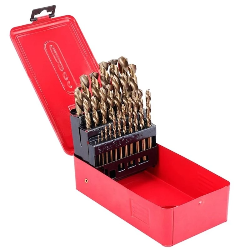 Drill Bit Set M35 25PCS Twist Type With Iron Storage Box For Stainless Steel Wood Metal Applications-[ToolMr A83]