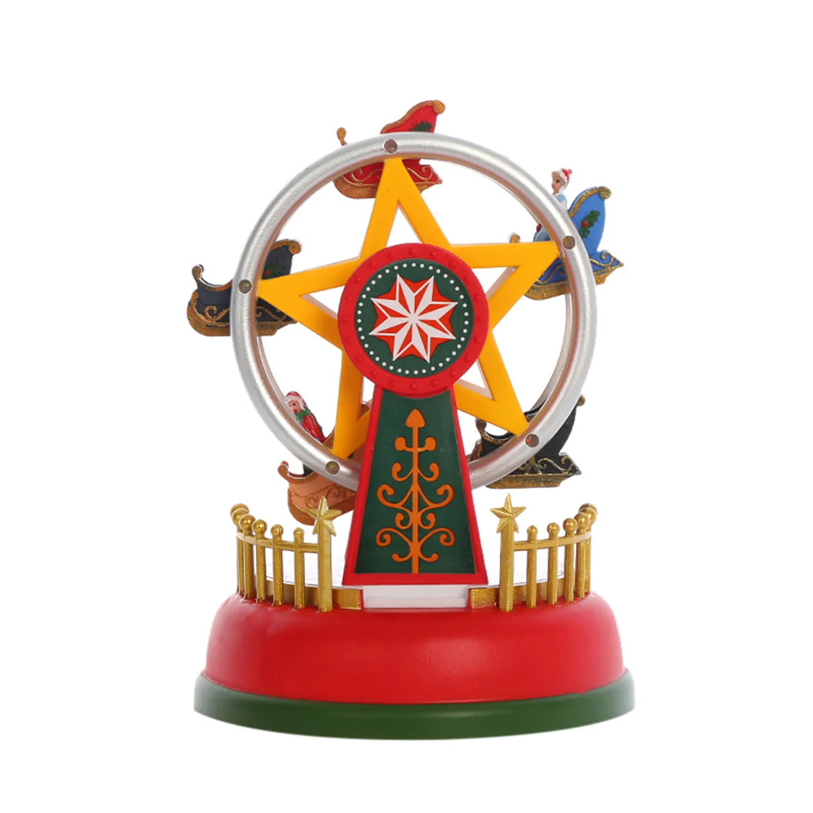 Kids Christmas Music Box Festive Ferris Wheel Glowing LED Ornament for Girls Woman Mom Birthday Holiday Gift Decor