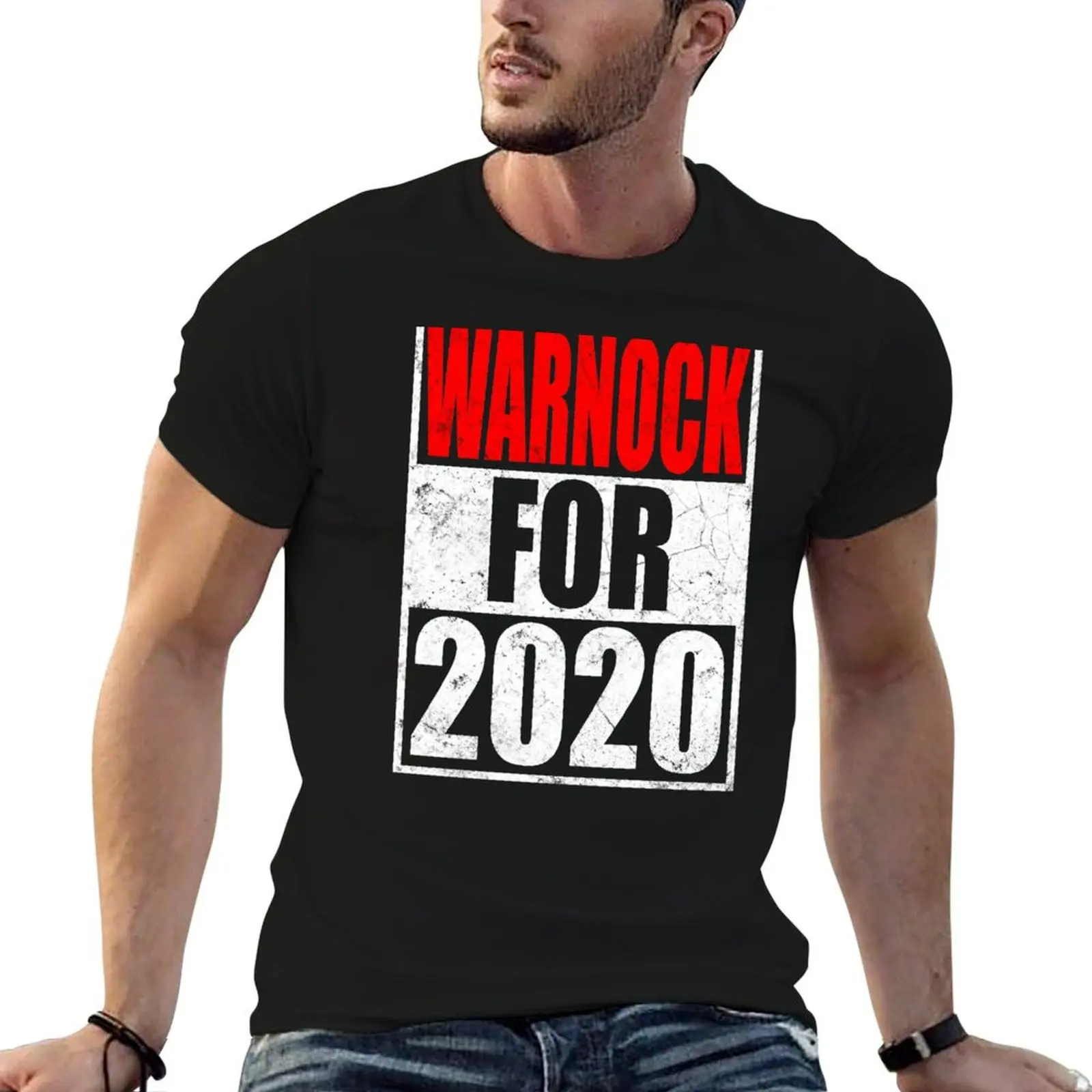 WARNOCK FOR 2020 T-Shirt graphic tee shirt summer tops oversized t shirt T-shirt men