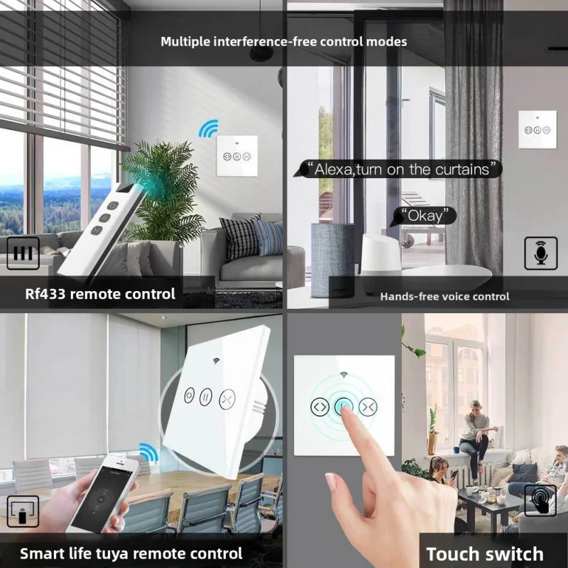 Saklar Tirai WiFi - Kontrol Jarak Jauh Aplikasi Tuya, Kompatibel dengan Motor Dinding