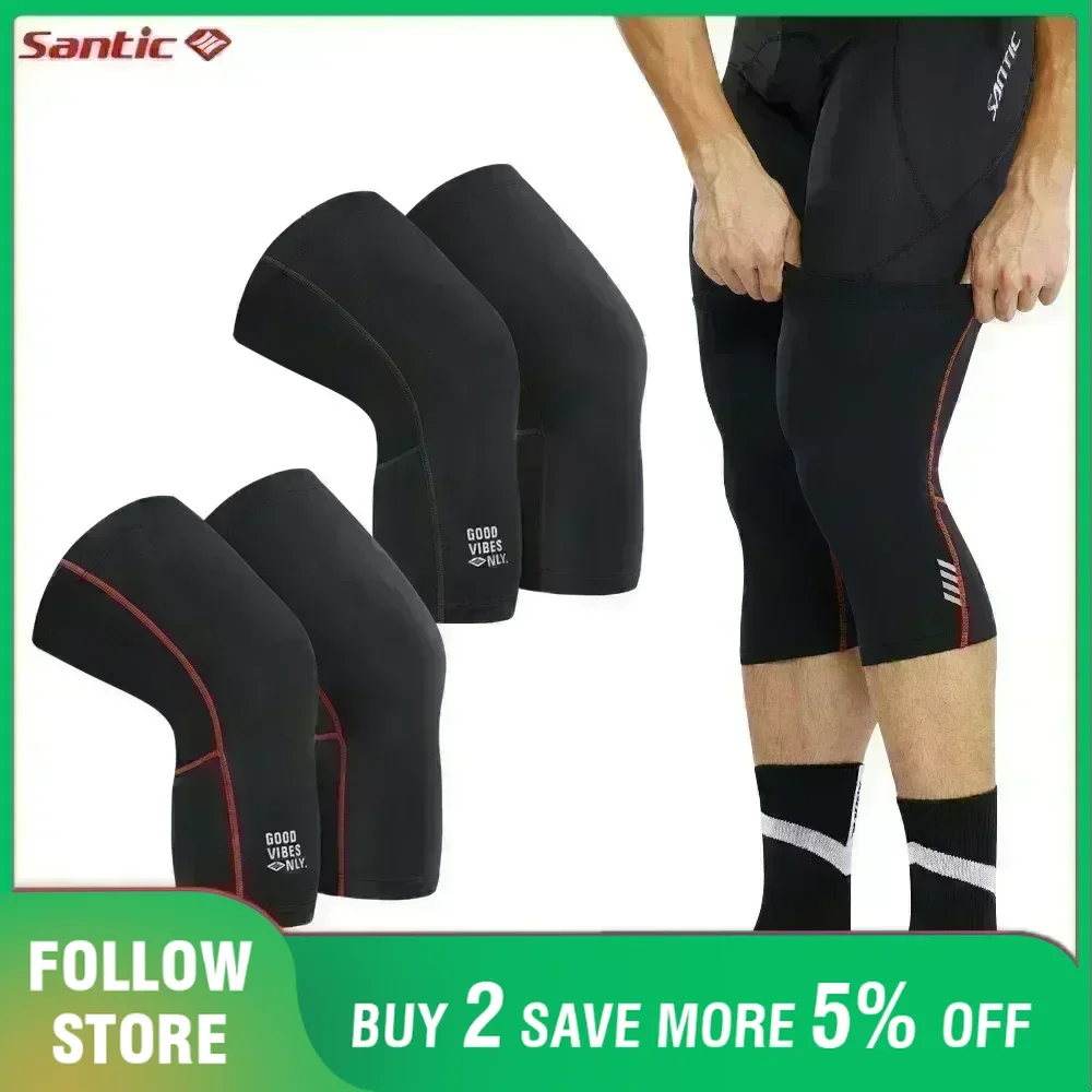 

Santic Cycling Knee Pads Winter Thermal Fleece Windproof Knee Sleeve Outdoor Sports Leg Warmers MTB Bike Bicycle Protective Gear