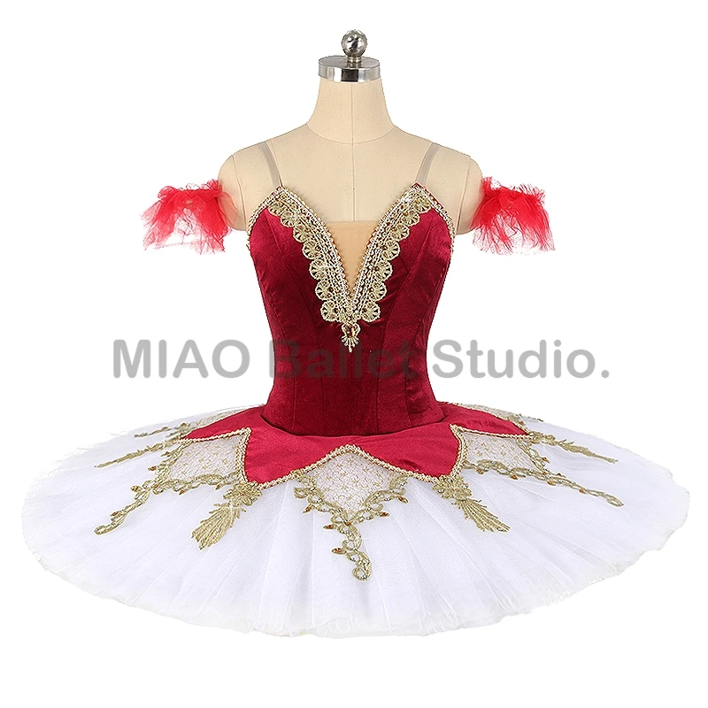 Burgundy white ballet tutu Professional ballet competition classical Tutu 11 layer Pancake performance costume women 0475