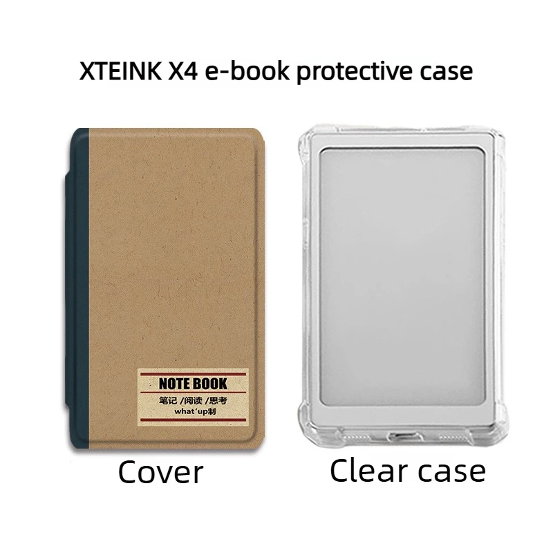 Magnetic Flip Protective Case for XTEINK X4 E-Reader Case with TPU Clear Case All-include Anti-fall Protective Shell E-Book Case