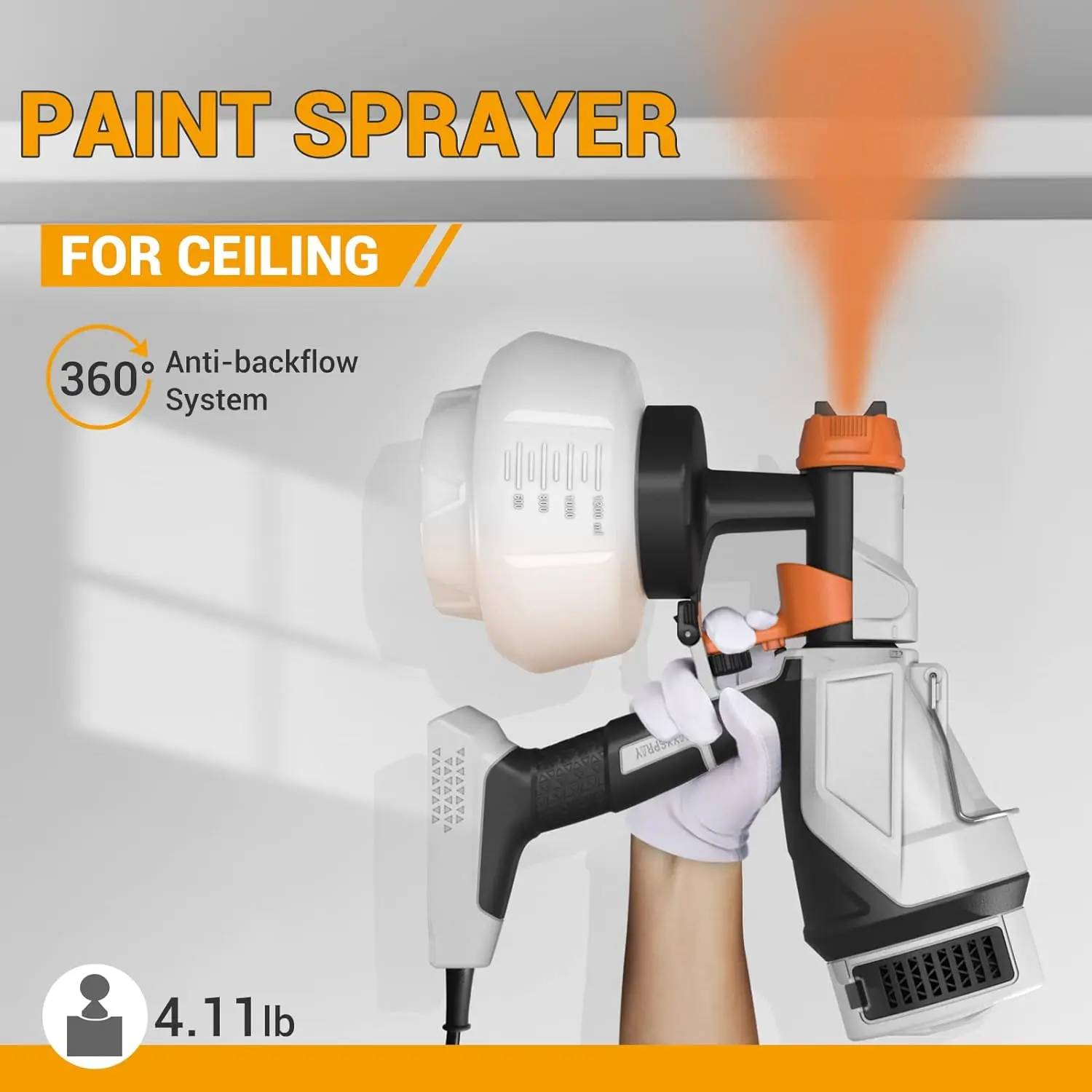 Paint Sprayer - BATAVIA HVLP Electric Spray Paint Gun 1200ML 4 Nozzles 3 Patterns Paint Sprayer for House Painting Home Interio