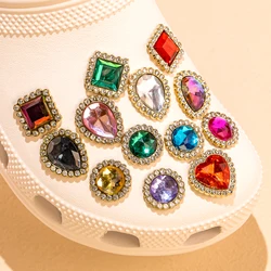 Dijes de lujo para mujer, alfileres decorativos para zapatos, sandalias, regalos para niñas, zapatos rosas, corazón colorido, 1 piezas