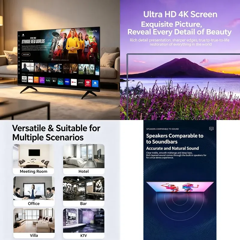 55 Inch Full HD Smart LED TV Android System 60Hz IPS Screen WIFI Connection PAL Standard Support Credit Card Payment