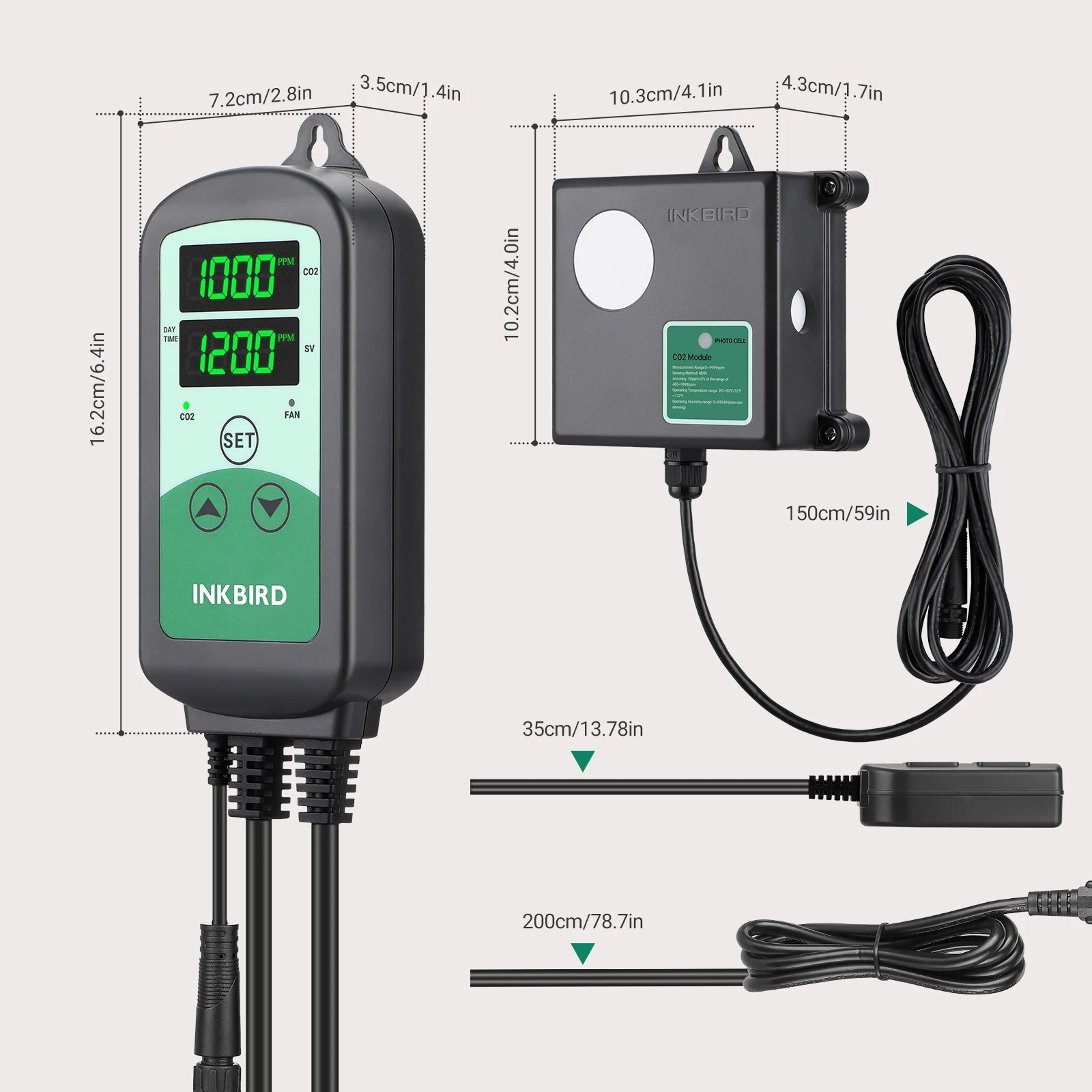 INKBIRD ICC-510 Digital CO2 Controller & Monitor Air Quality with 2 Outlets CO2 Generator For Greenhouse Grow Tent Indoor Use