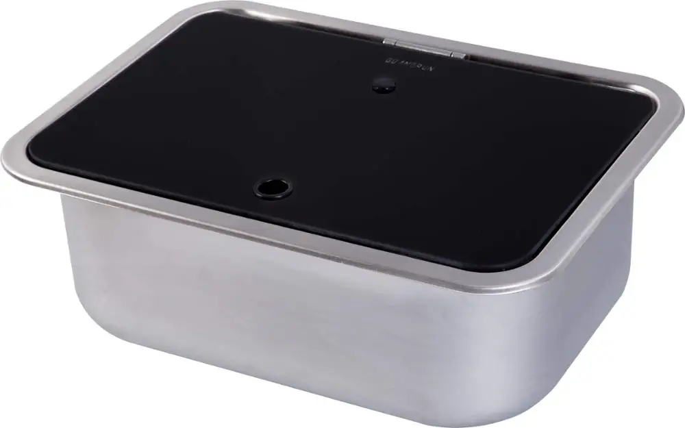 Boat Caravan Stainless Steel Sink with Tempered Glass Lid 380*280*136mm GR-566A