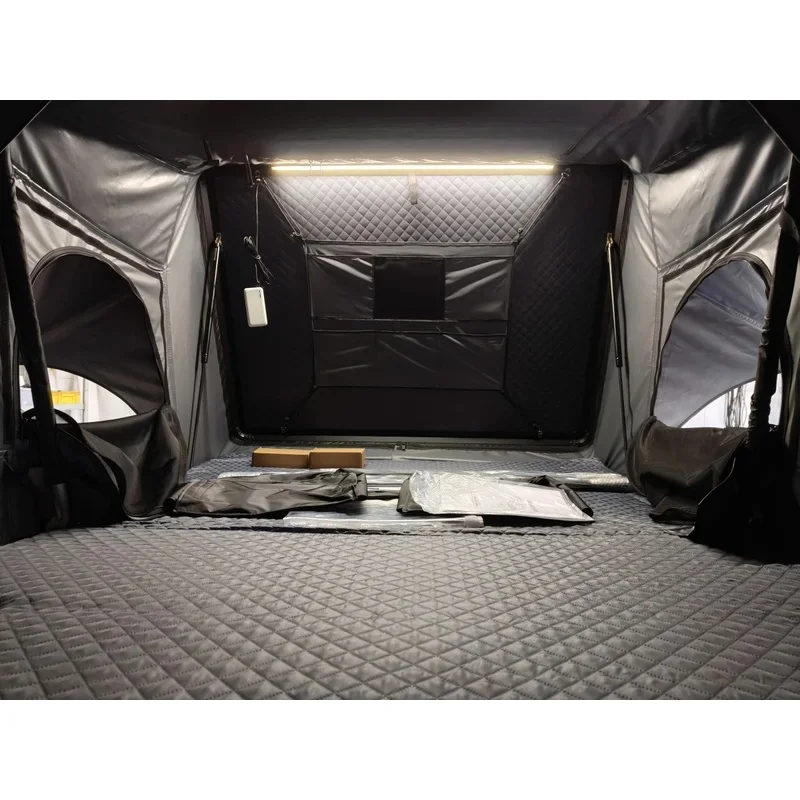 Large Side Opening Four Season Foldable Aluminum Shell Rooftop Car Tent Quick Automatic Opening One Bedroom Annex
