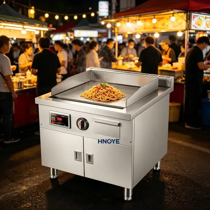 12kW Commercial Electric Frying Pan Stainless Steel Cabinet Multi Function High Efficiency Outdoor Catering Barbecue Grill