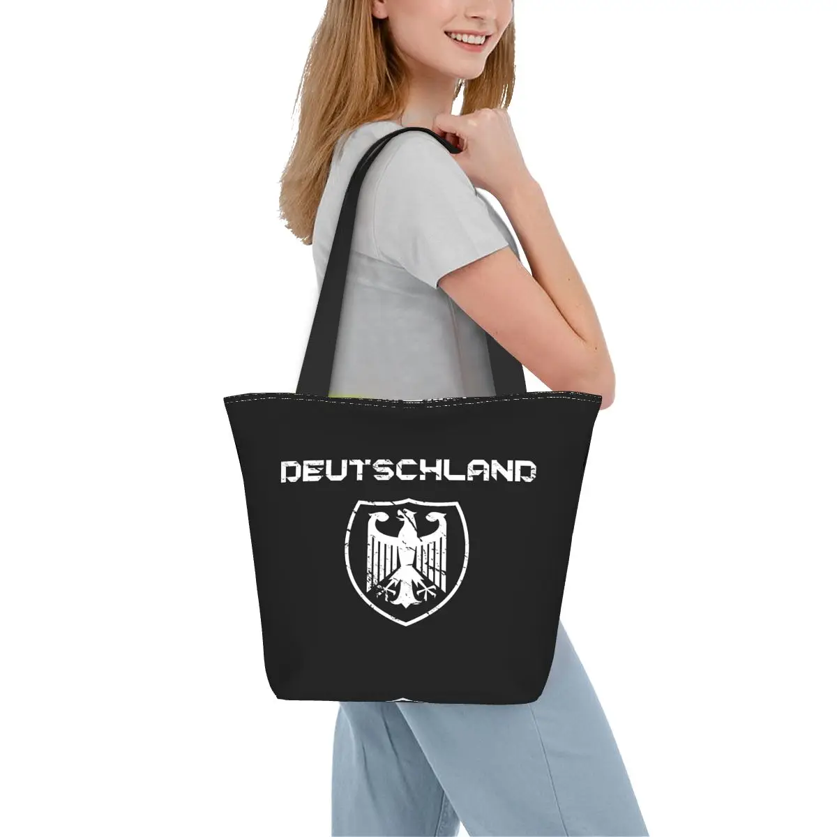 حقيبة تسوق من German Eagle حقيبة كتف قماشية ذات سعة كبيرة للمتسوقين وحقيبة يد للبقالة للنساء #5