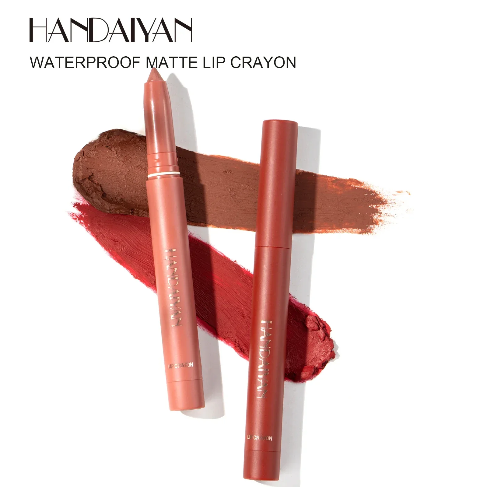 HANDAIYAN 12 Colors Crayon Lipstick High Pigment Non-Fading Matte Lips Makeup Pen Waterproof Long Lasting Velvet Lip Liner