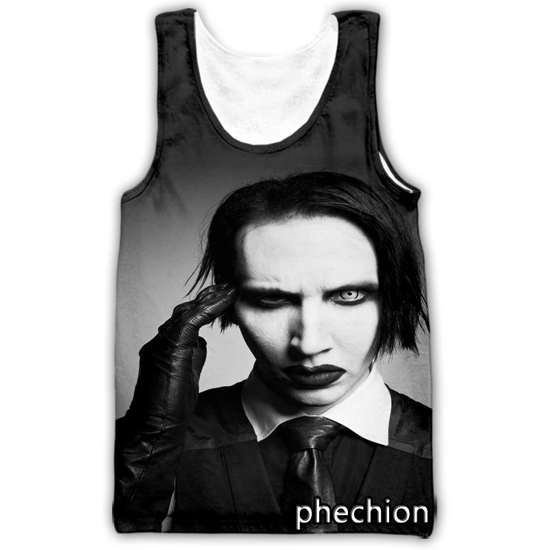 phechion Marilyn Manson 3D Print Casual Tank Tops Undershirt Shirts Streetwear for Men/Women Fashion Vest A232