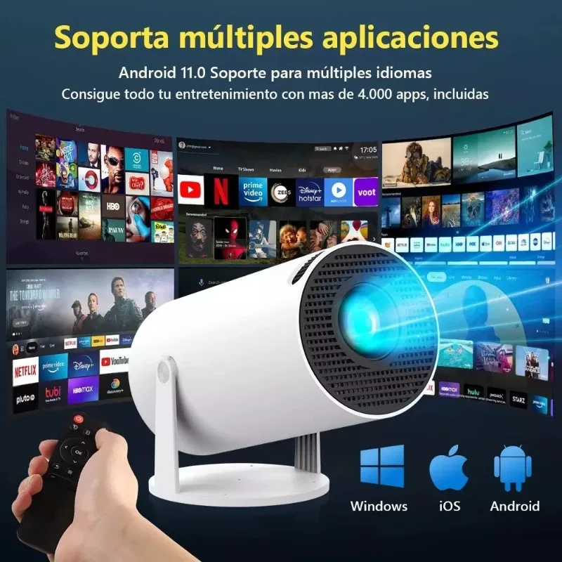 Portable 4K Home Theater Projector HY300 - Cloud Mount Ultra HD Wall Projection Cannon Tube