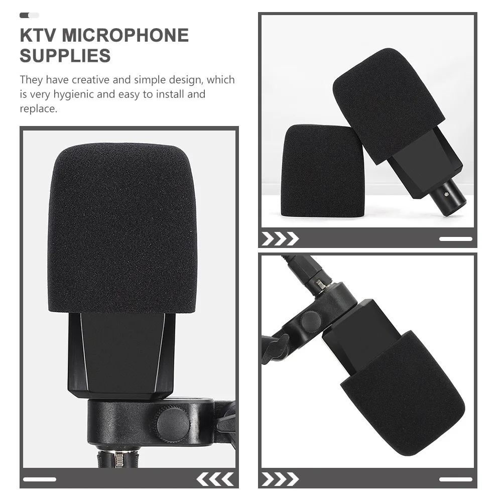 

2Pcs Professional Sponge Microphone Protectors Black Anti-Spray Covers for Vocal Performance Wind Noise Reduction and Easy