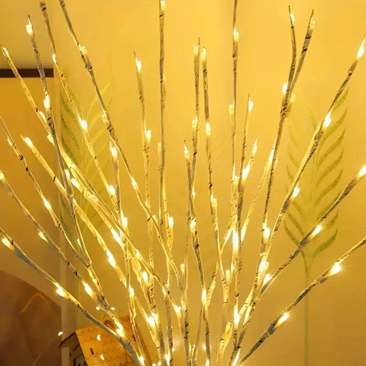 1 szt. Biała gałąź brzozowa światła na baterie 20 bajkowych świateł LED oświetlone gałęzie wierzby do dekoracji kominka w domu