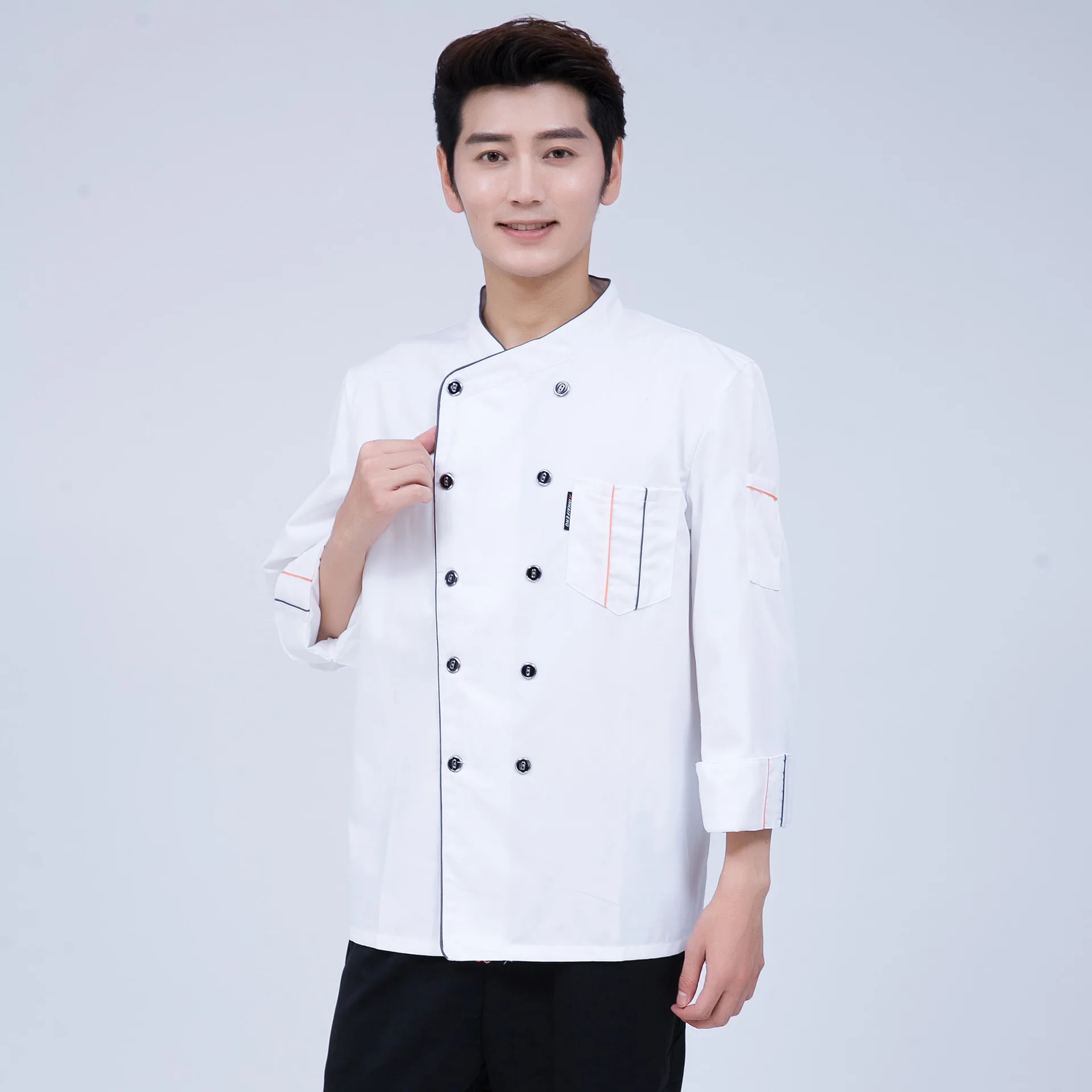 Men's Winter Chef Coat - Hotel Restaurant Uniform (Oil-Resistant, Kitchen Wear)