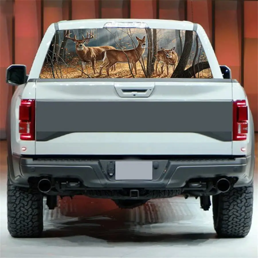 147cm x 46cm Rear Window Sticker - Forest Deer Family Graphic Decal for Jeep Truck SUV
