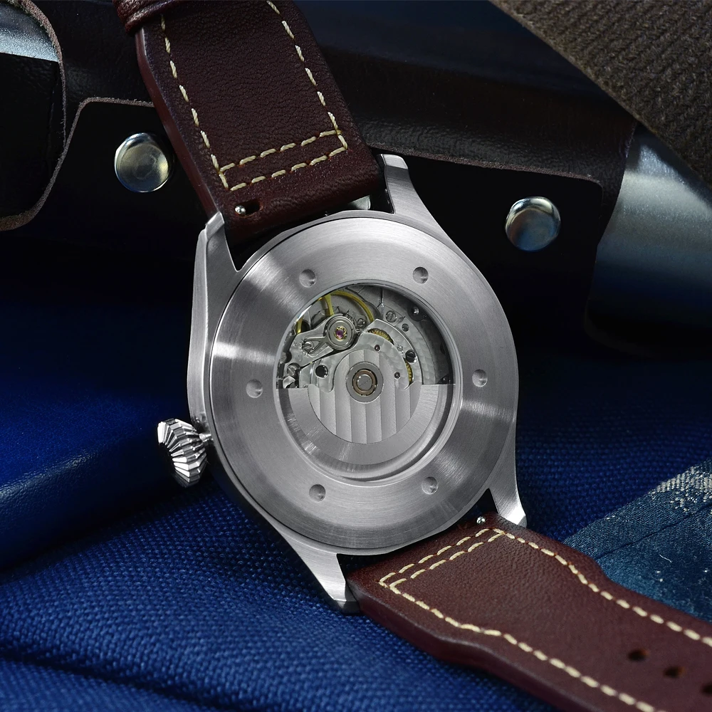 CRONOS Mens Pilotนาฬิกาอัตโนมัตินาฬิกาข้อมือทหารLuminous Dial 100Mกันน้ําPT5000