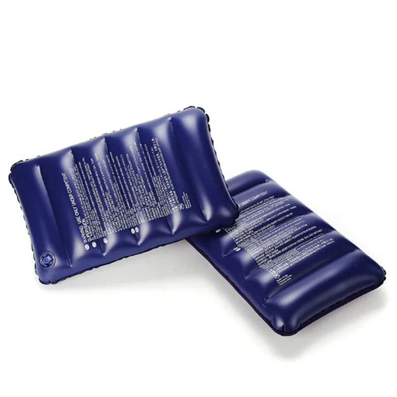 Foldable Pillow Outdoor Travel Sleep Pillow Air Inflatable Portable Break Rest Pillow Blue