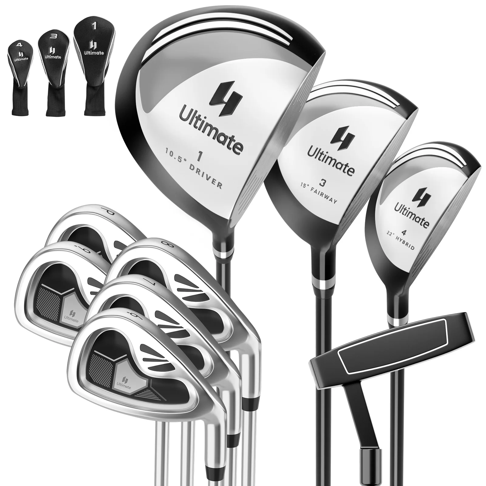 Komplettes Herren-Golfschläger-Set, 9-teiliges Golfschläger-Set für Rechtshänder mit Regenschutz, Golf-Set