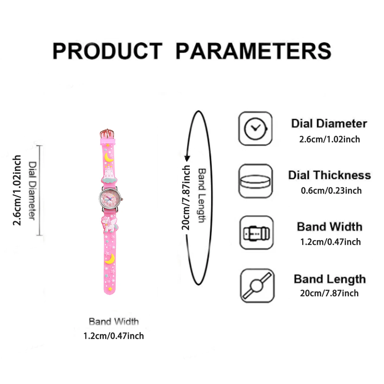سوار ساعة سيليكون بيغاسوس كارتوني عصري ولطيف مع قرص من خليط معدني دائري، ساعة كوارتز للأطفال، مناسبة للاستخدام اليومي #5